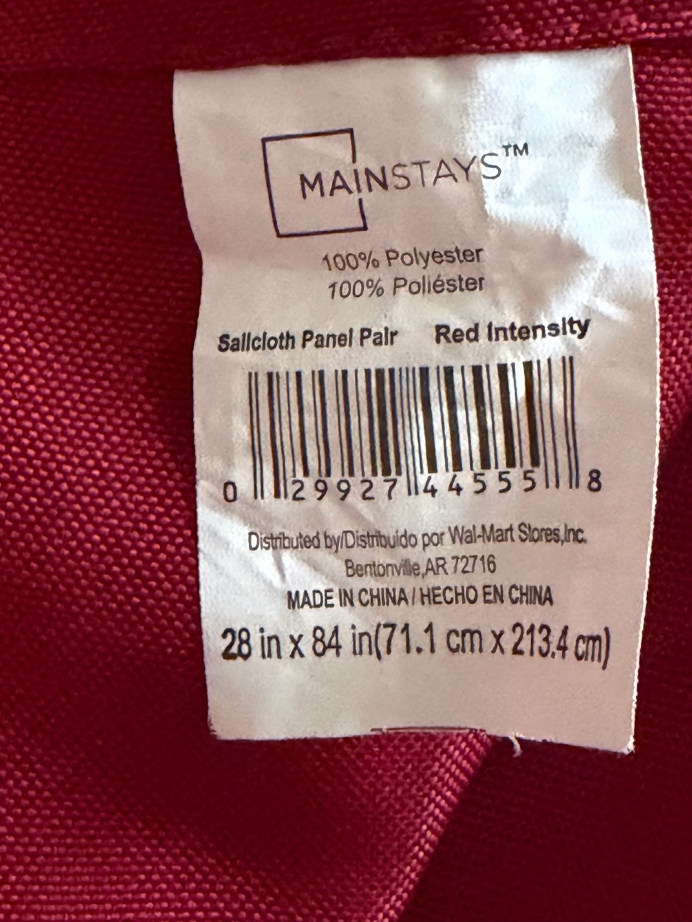 2 Mainstays Red Curtain Panel - Solid Color - Picture 2 of 2